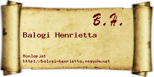 Balogi Henrietta névjegykártya